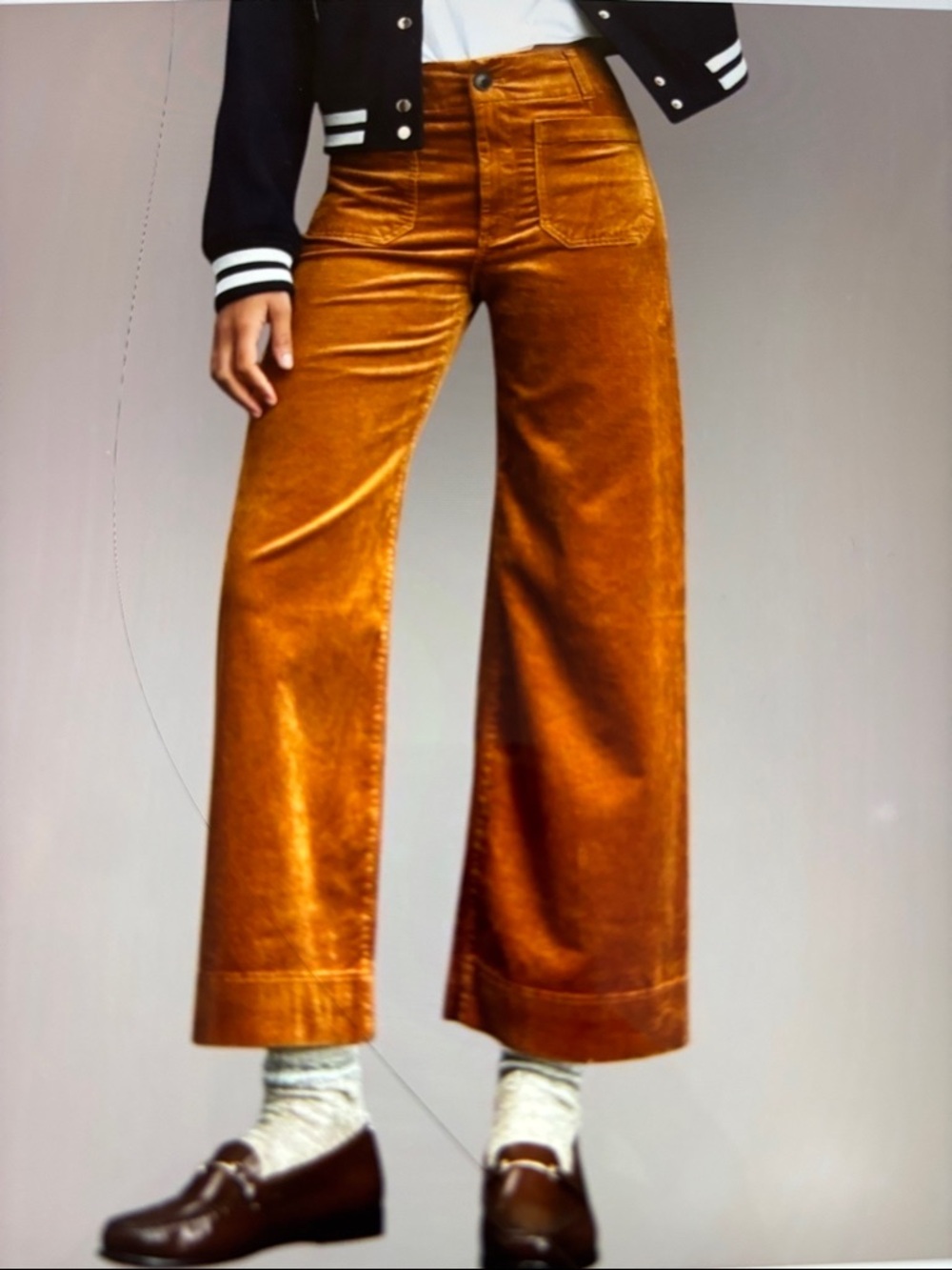 Women’s Wide-Leg ankle corduroy Pants by Anthropologie, dark orange/rust. Size 2